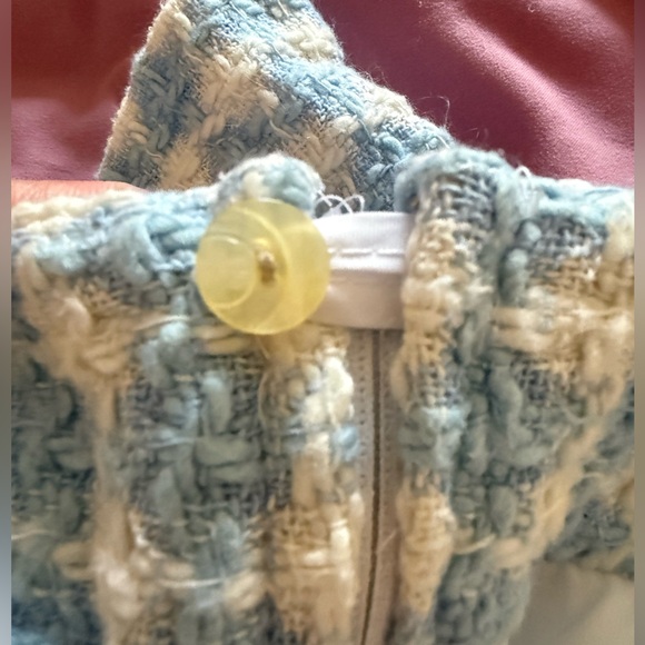 Vintage 90s Y2K Berto Lucci Made in Italy Barbiecore Baby Blue Tweed Mini Skirt - Picture 13 of 13